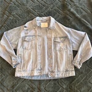 Cotton on oversized distressed denim jacket